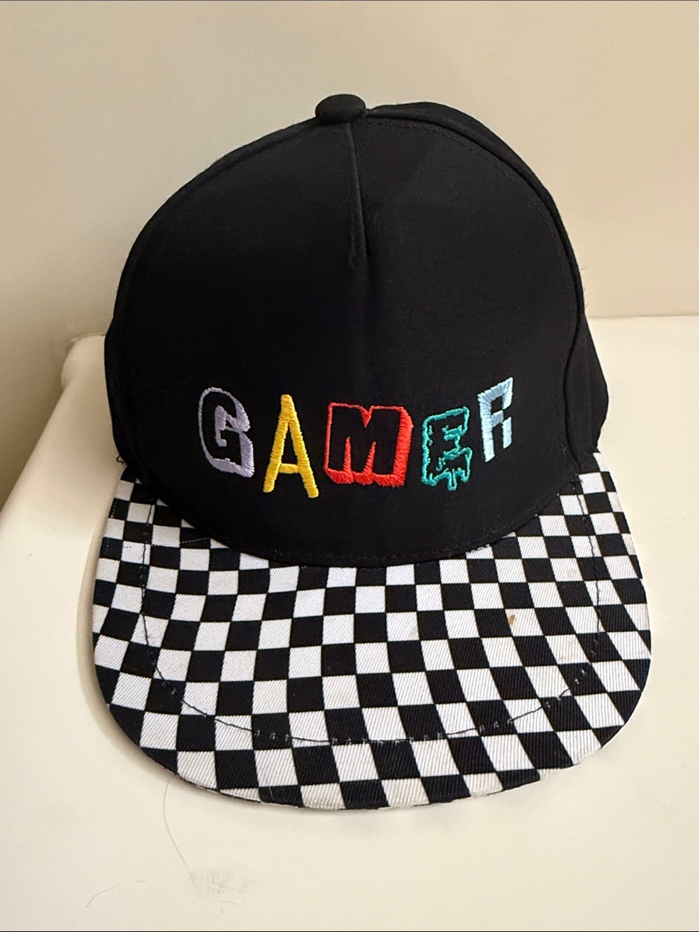 Black "GAMER" Checkerboard toddler/youth Snapback Hat